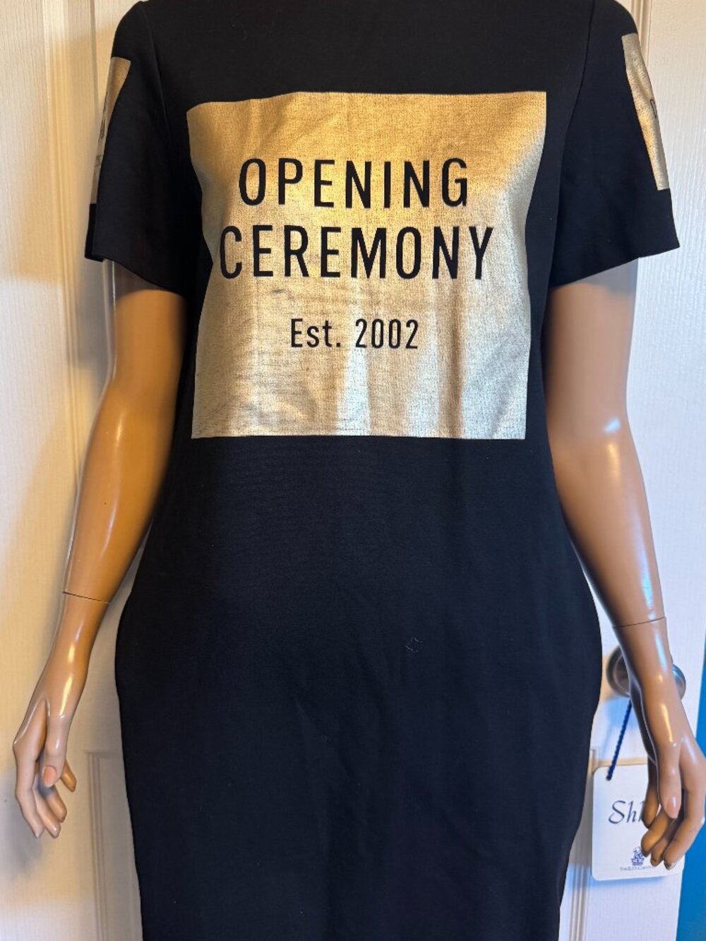 RARE OPENING CEREMONY OC GOLD BOX LOGO BLACK T SHIRT DRESS